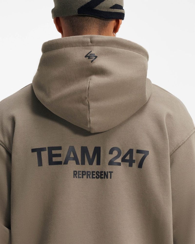 Pánské Mikina s Kapucí Represent Team 247 Oversized Hnědožlutý | CZ-BMJTX3642