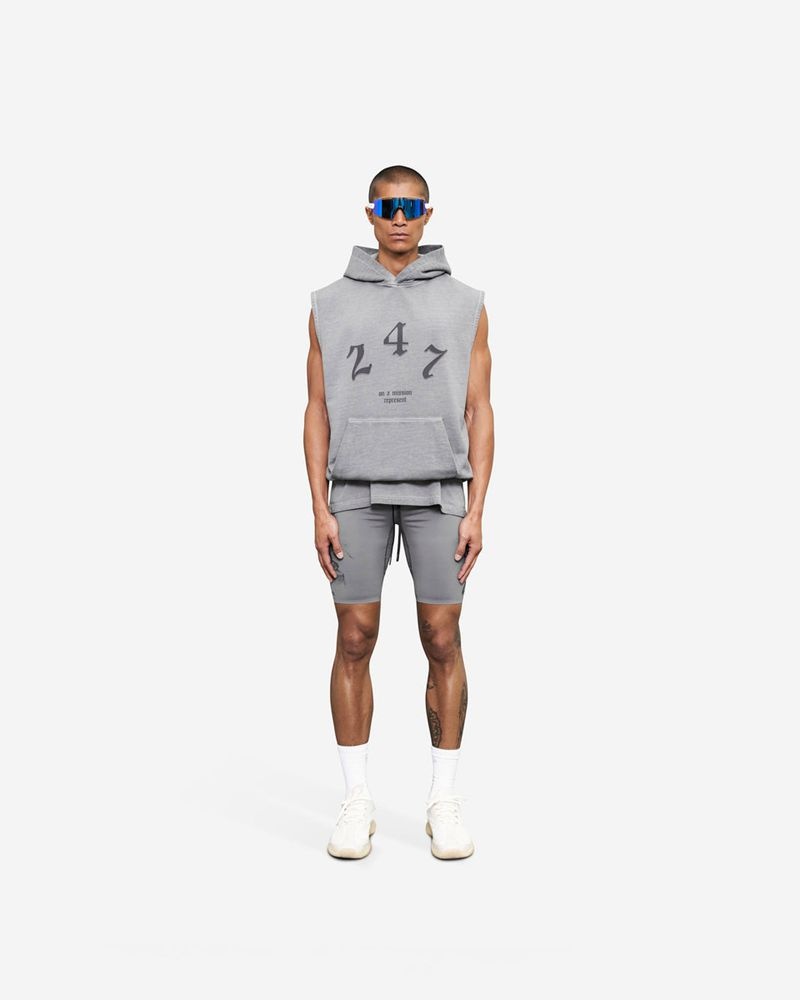 Pánské Mikina s Kapucí Represent Vintage 247 Bez Rukávů Šedé | CZ-FGPDI4386