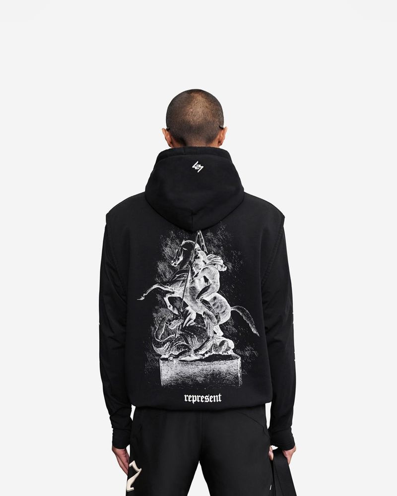 Pánské Mikina s Kapucí Represent Vintage 247 Bez Rukávů Černé | CZ-UNFTX3674