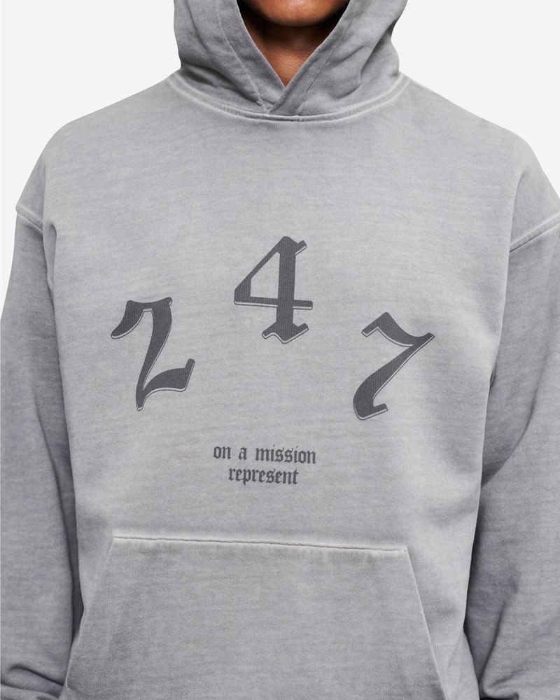 Pánské Mikina s Kapucí Represent Vintage 247 Oversized Šedé | CZ-IWUDQ2098