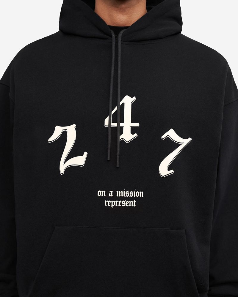 Pánské Mikina s Kapucí Represent Vintage 247 Oversized Černé | CZ-DJKSG4329