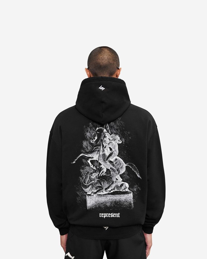 Pánské Mikina s Kapucí Represent Vintage 247 Oversized Černé | CZ-DJKSG4329