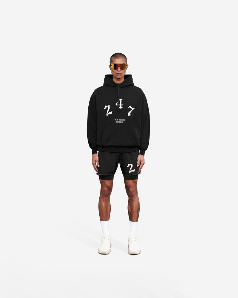 Pánské Mikina s Kapucí Represent Vintage 247 Oversized Černé | CZ-DJKSG4329