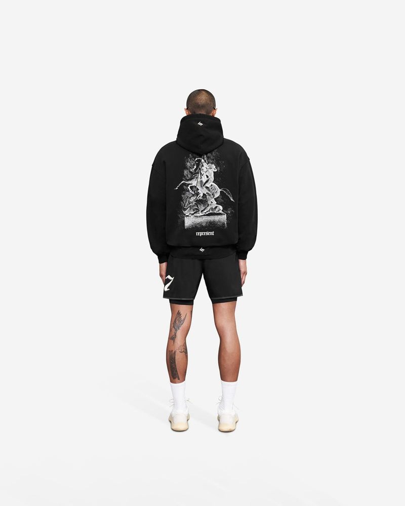 Pánské Mikina s Kapucí Represent Vintage 247 Oversized Černé | CZ-DJKSG4329