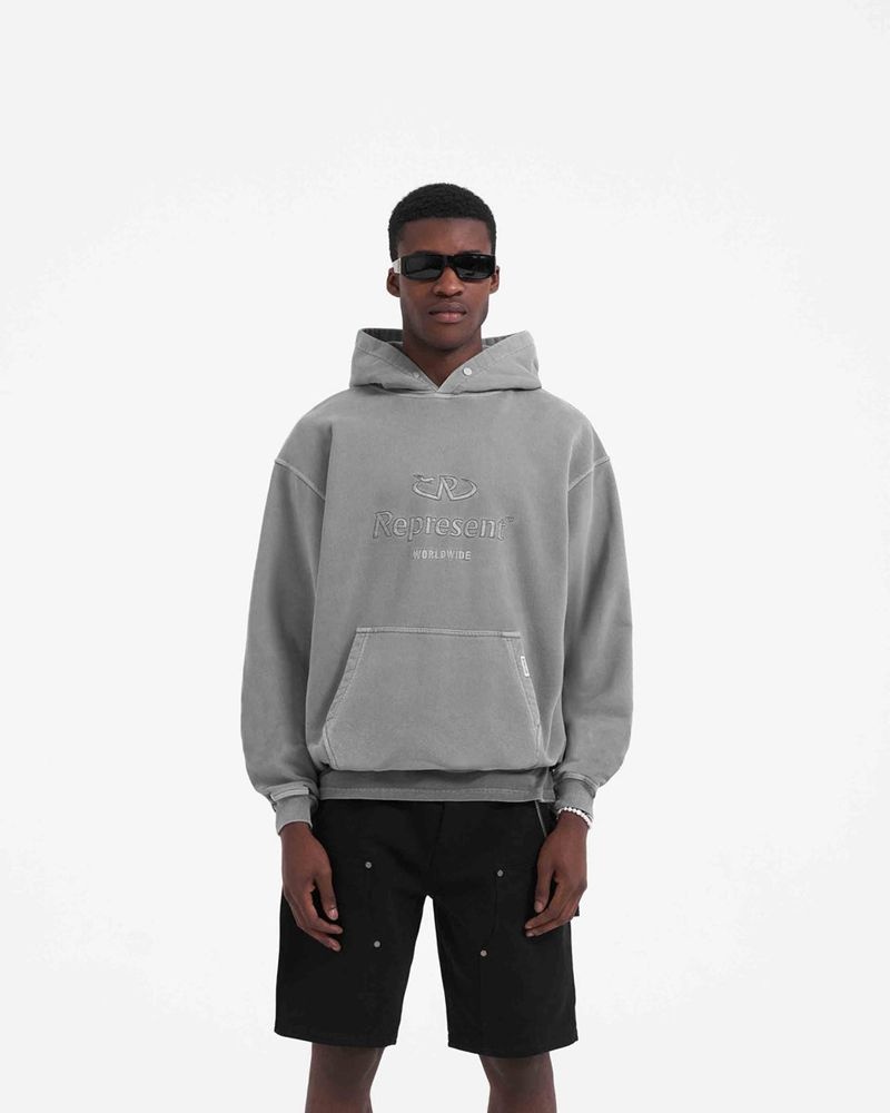 Pánské Mikina s Kapucí Represent Worldwide Šedé | CZ-GAJXN4165