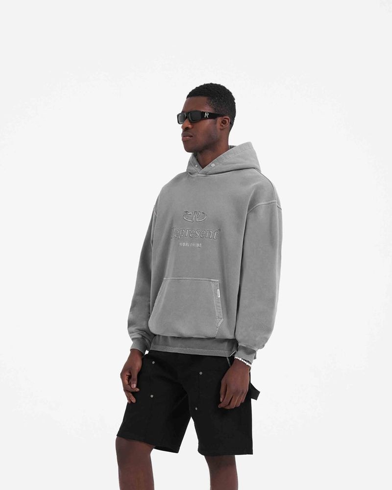 Pánské Mikina s Kapucí Represent Worldwide Šedé | CZ-GAJXN4165