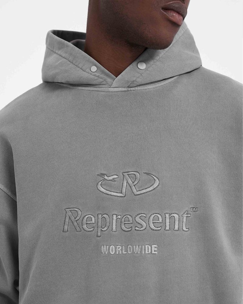 Pánské Mikina s Kapucí Represent Worldwide Šedé | CZ-GAJXN4165