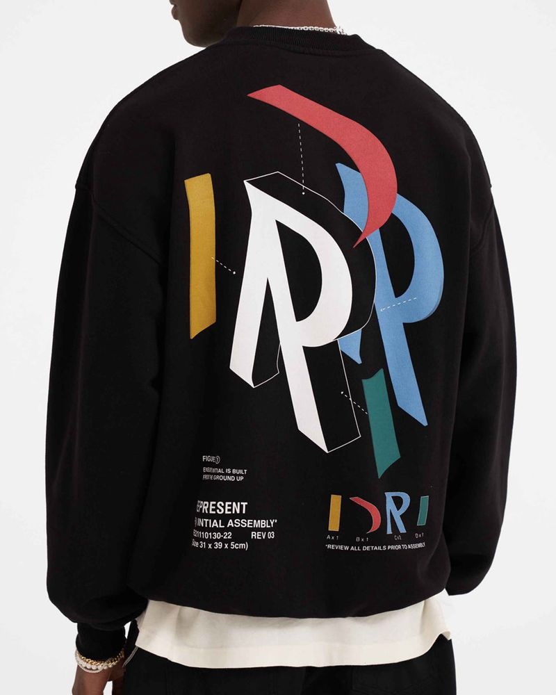 Pánské Svetr Represent Initial Assembly Černé | CZ-WPNJB2486