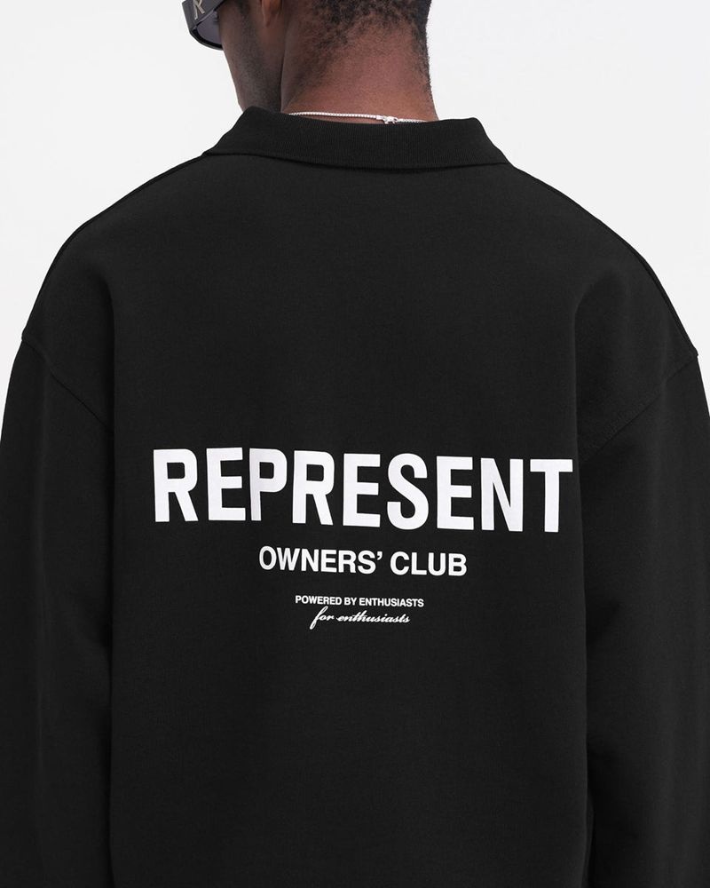 Pánské Svetr Represent Owners Club Long Sleeve Polo Černé | CZ-BVLCY1246