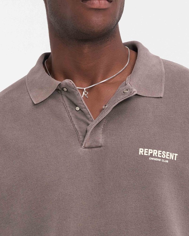 Pánské Svetr Represent Owners Club Long Sleeve Polo Taupe | CZ-QCKAS7698