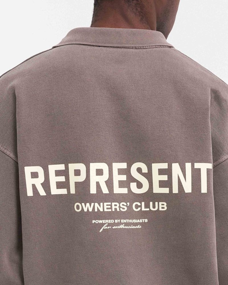 Pánské Svetr Represent Owners Club Long Sleeve Polo Taupe | CZ-QCKAS7698