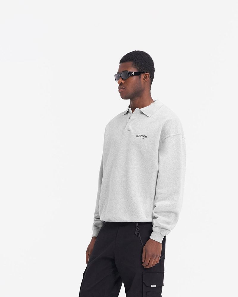 Pánské Svetr Represent Owners Club Long Sleeve Polo Šedé | CZ-IPUKC6127