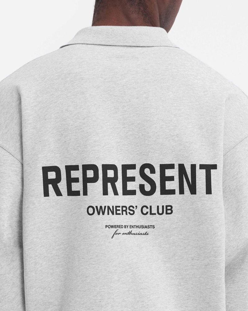 Pánské Svetr Represent Owners Club Long Sleeve Polo Šedé | CZ-IPUKC6127