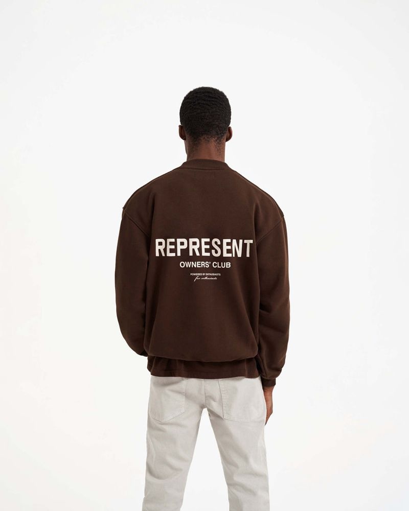 Pánské Svetr Represent Owners Club Tmavě Hnědé | CZ-MNATE6215