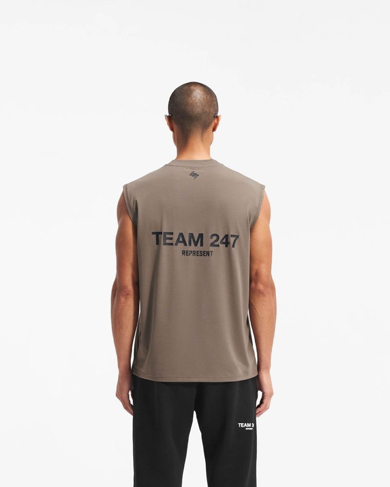 Pánské Tílko Represent 247 Team Oversized Taupe | CZ-TLQBG9615