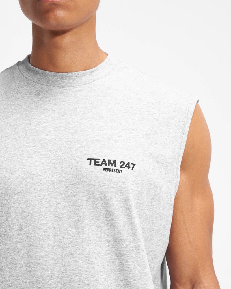 Pánské Tílko Represent 247 Team Oversized Šedé | CZ-CKUWH9048