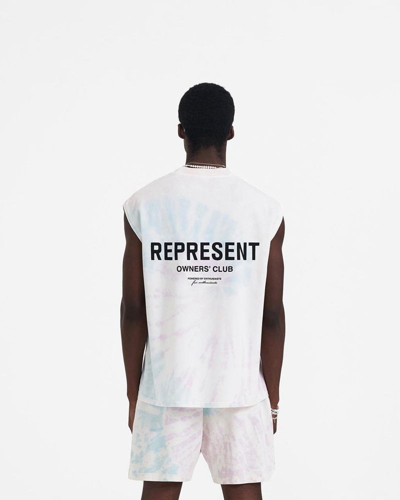 Pánské Tílko Represent Owners Club Bílé Světle Blankyt Světle Růžové | CZ-DFOYV7630