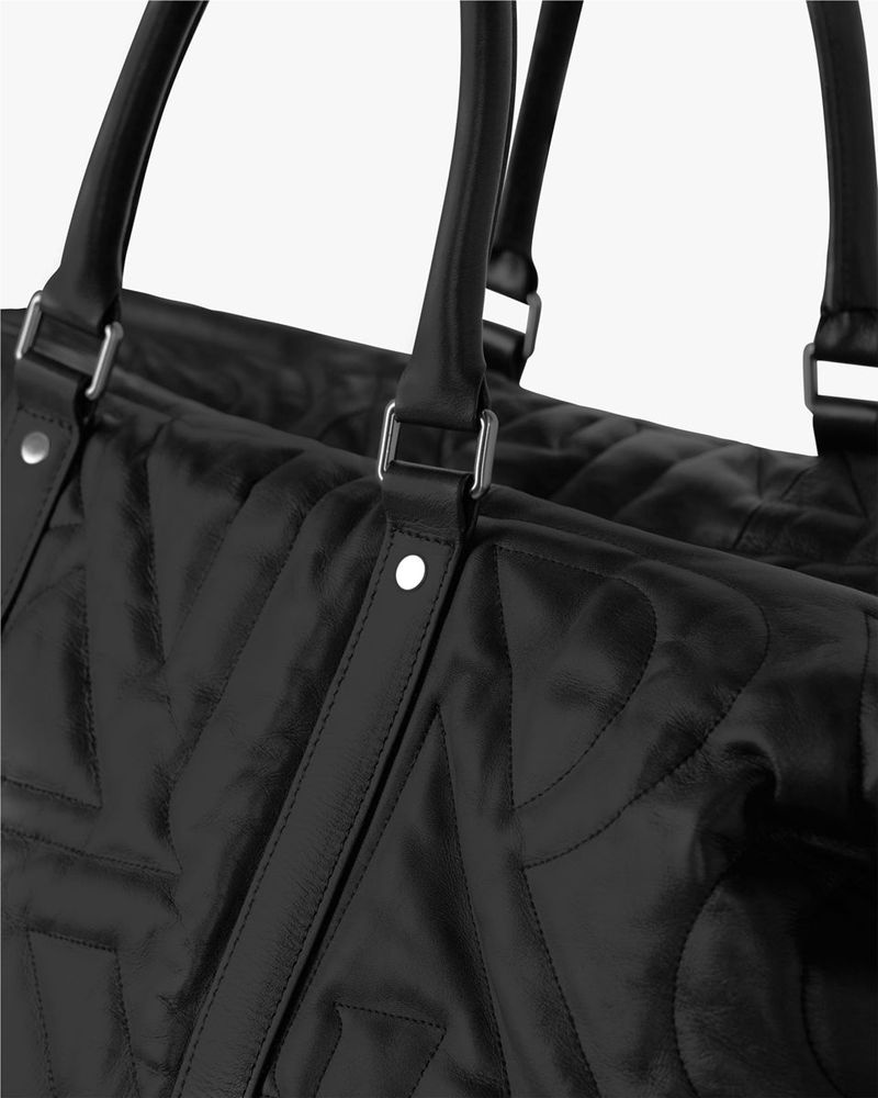 Pánské Tote Represent Initial Prošívaný Læder Weekender Černé | CZ-KCPXZ1623