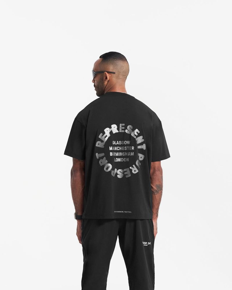 Pánské Tričko Represent 247 X Puresport Oversized Černé | CZ-HNPIR3269