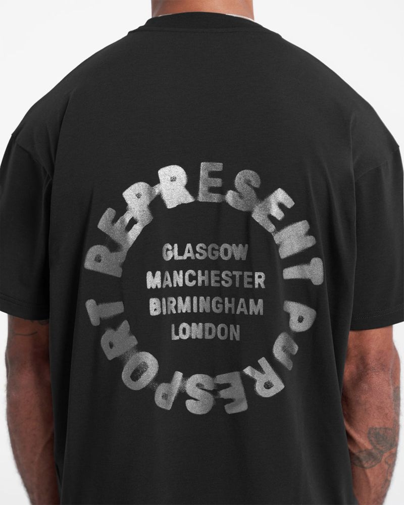 Pánské Tričko Represent 247 X Puresport Oversized Černé | CZ-HNPIR3269