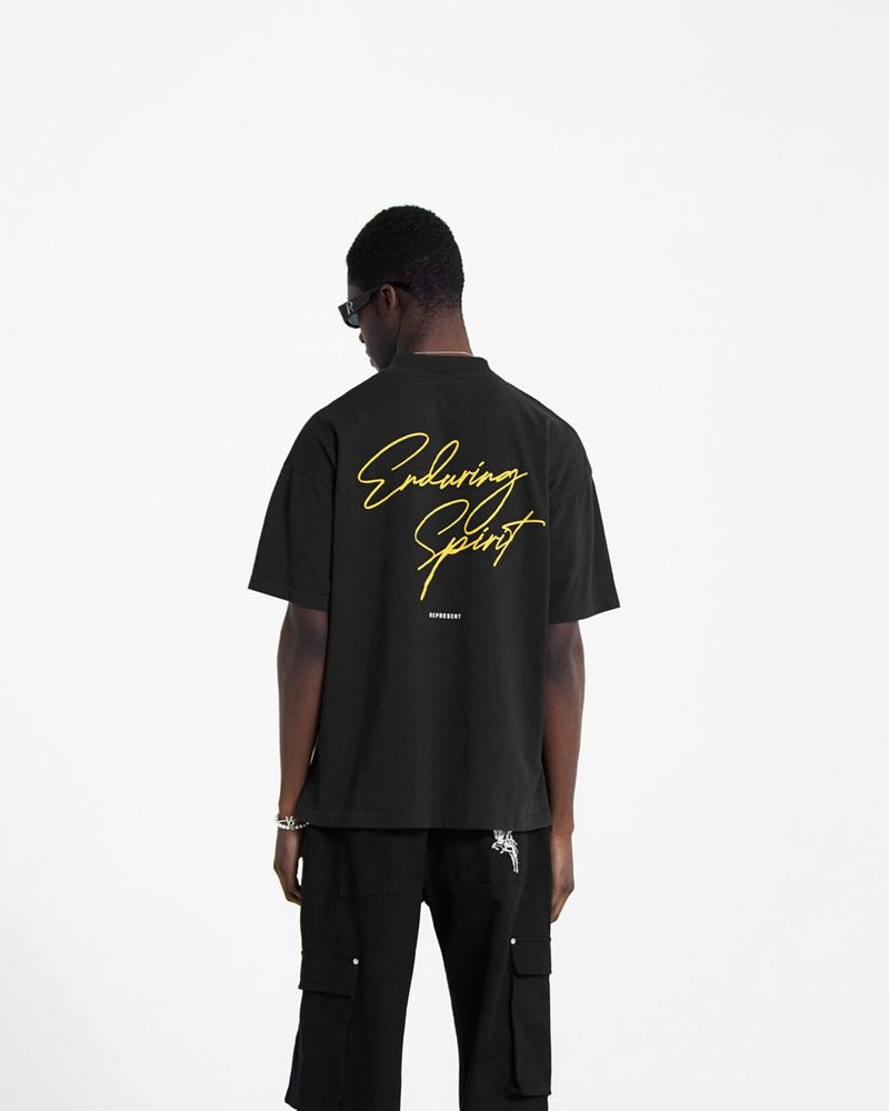 Pánské Tričko Represent Enduring Spirit Černé | CZ-EFNXW4973