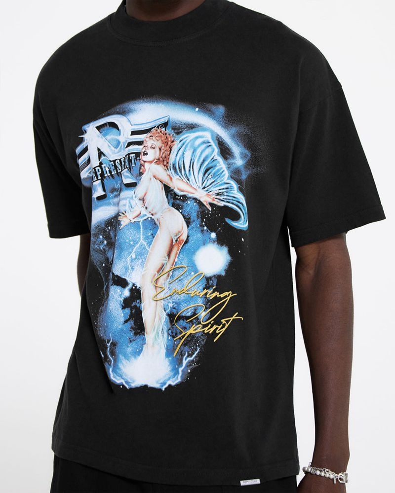 Pánské Tričko Represent Enduring Spirit Černé | CZ-EFNXW4973