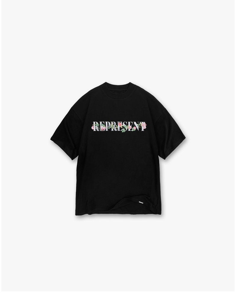 Pánské Tričko Represent Floral Initial Černé | CZ-QRSBW4872