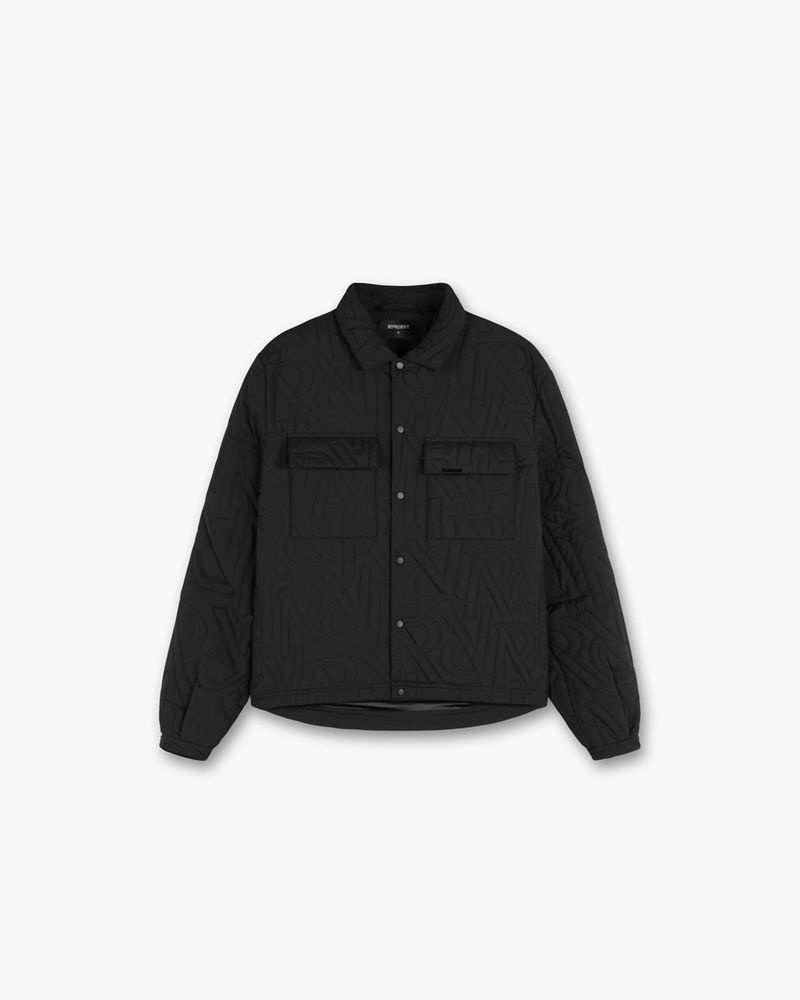 Pánské Tričko Represent Initial Prošívaný Černé | CZ-PMYJG6810