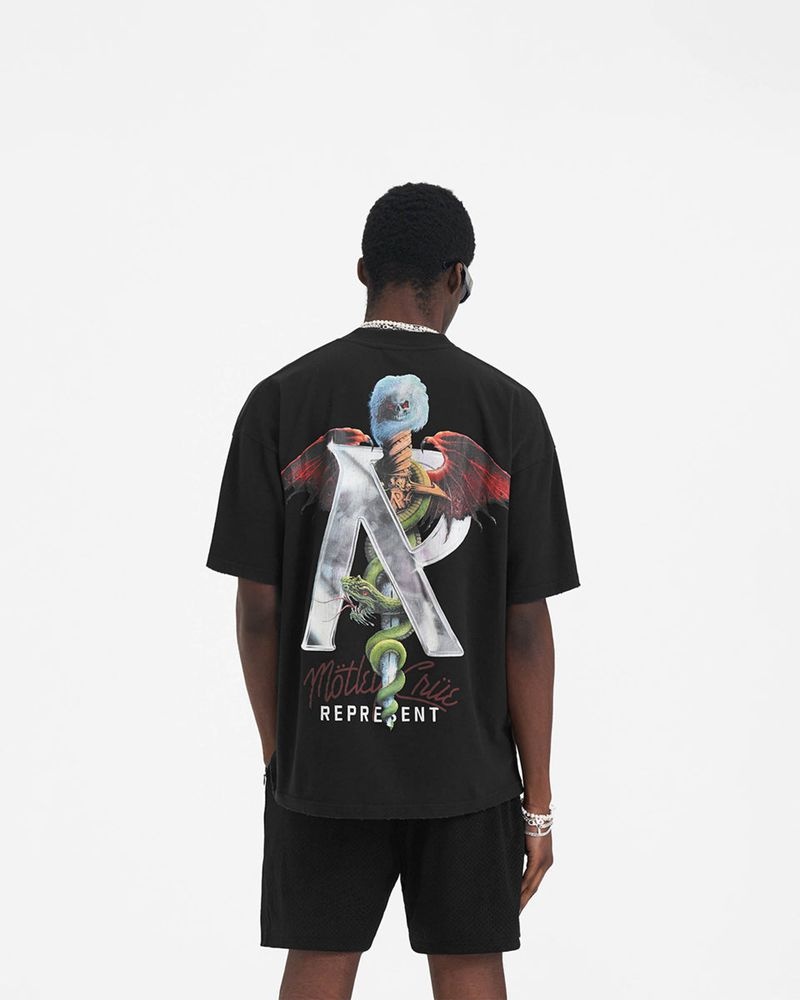 Pánské Tričko Represent Motley Crue Grafická Černé | CZ-DJLGI9842