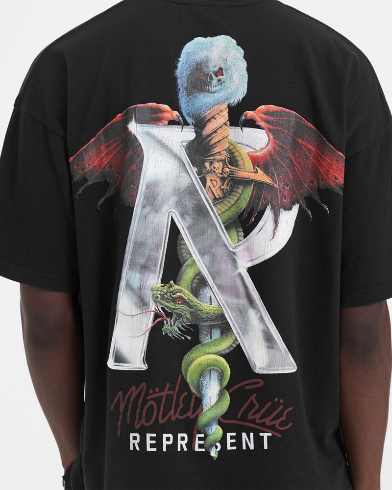 Pánské Tričko Represent Motley Crue Grafická Černé | CZ-DJLGI9842