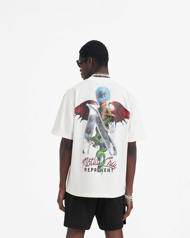 Pánské Tričko Represent Motley Crue Grafická Bílé | CZ-INYTM7405