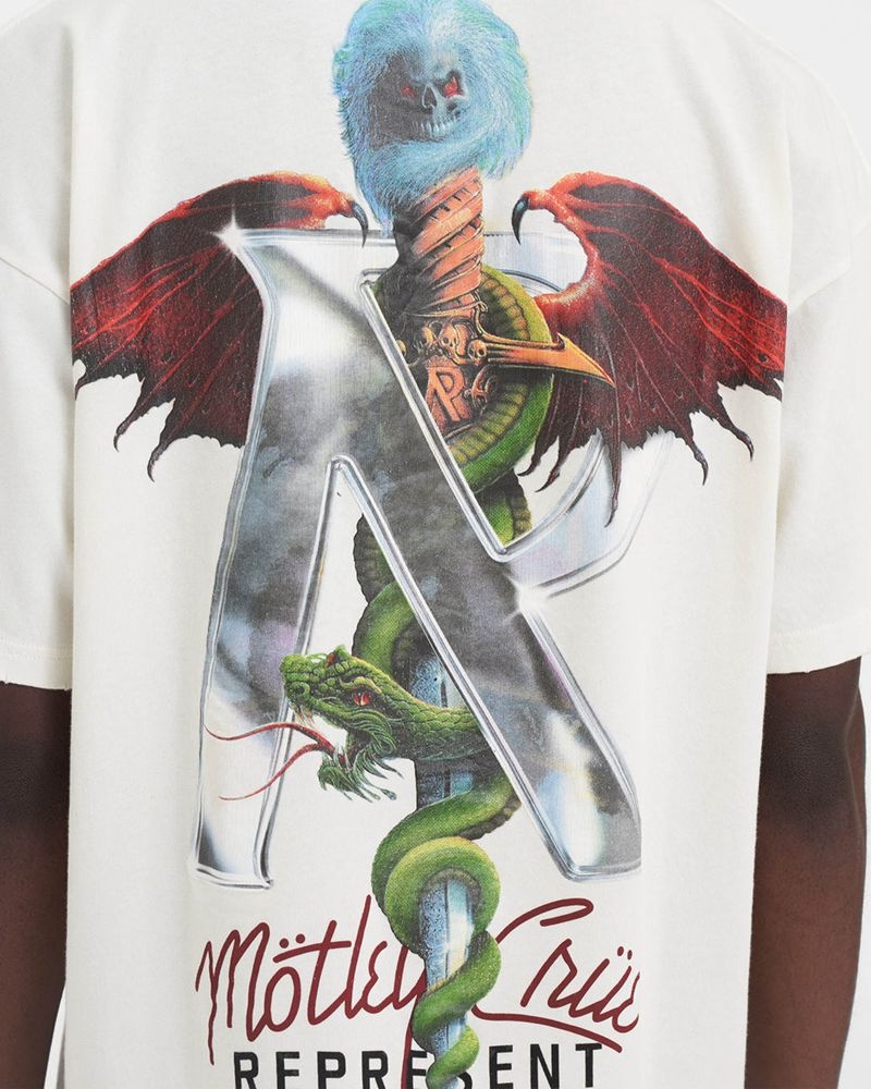 Pánské Tričko Represent Motley Crue Grafická Bílé | CZ-INYTM7405
