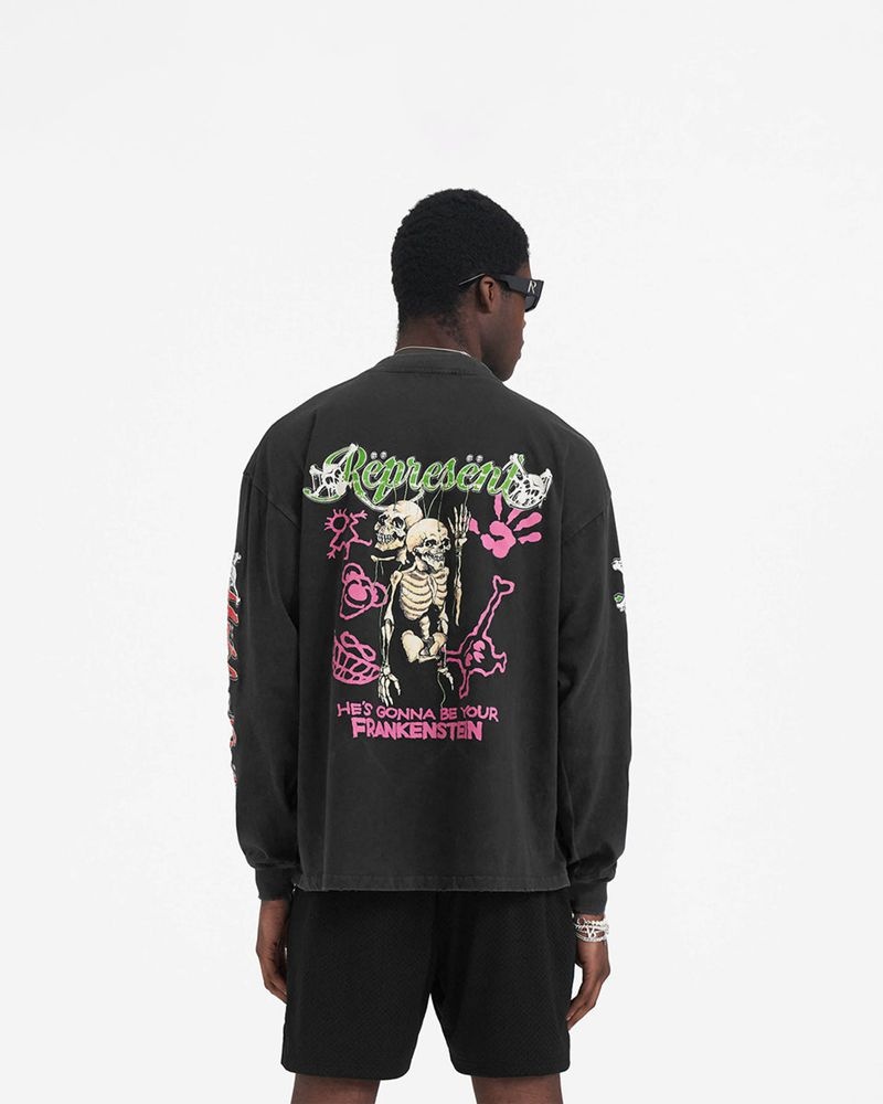 Pánské Tričko Represent Motley Crue Long Sleeve Černé | CZ-DWGUZ5024