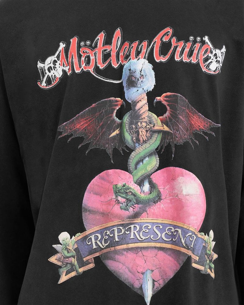 Pánské Tričko Represent Motley Crue Long Sleeve Černé | CZ-DWGUZ5024