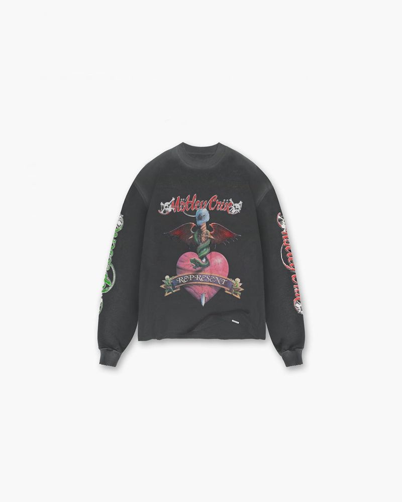 Pánské Tričko Represent Motley Crue Long Sleeve Černé | CZ-DWGUZ5024