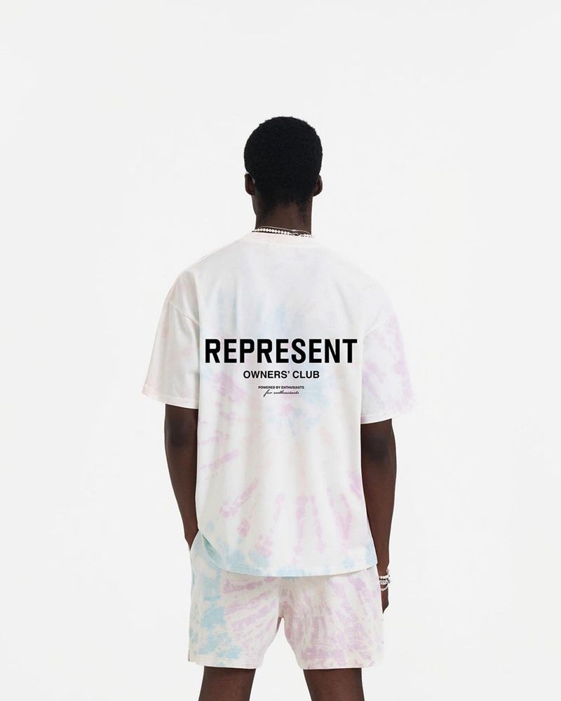 Pánské Tričko Represent Owners Club Bílé Světle Blankyt Světle Růžové | CZ-SWNDC1965