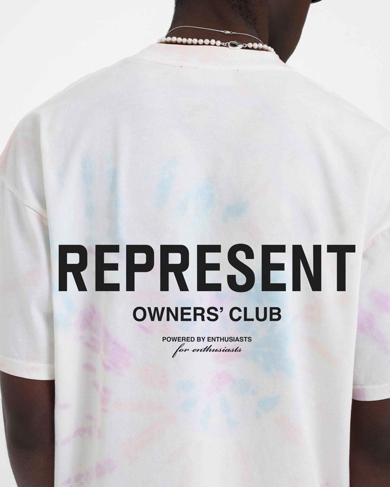 Pánské Tričko Represent Owners Club Bílé Světle Blankyt Světle Růžové | CZ-SWNDC1965