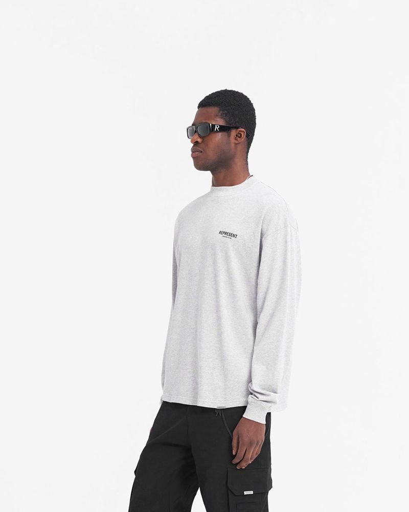 Pánské Tričko Represent Owners Club Long Sleeve Šedé | CZ-NRGCV4250