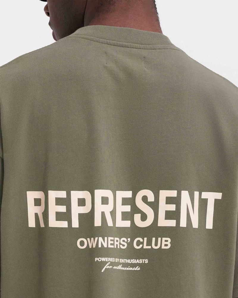 Pánské Tričko Represent Owners Club Olivy Zelené | CZ-CQLJX1574