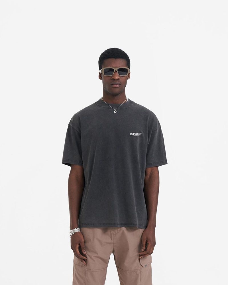 Pánské Tričko Represent Owners Club Tmavě Šedé Bílé | CZ-TWHOX7190