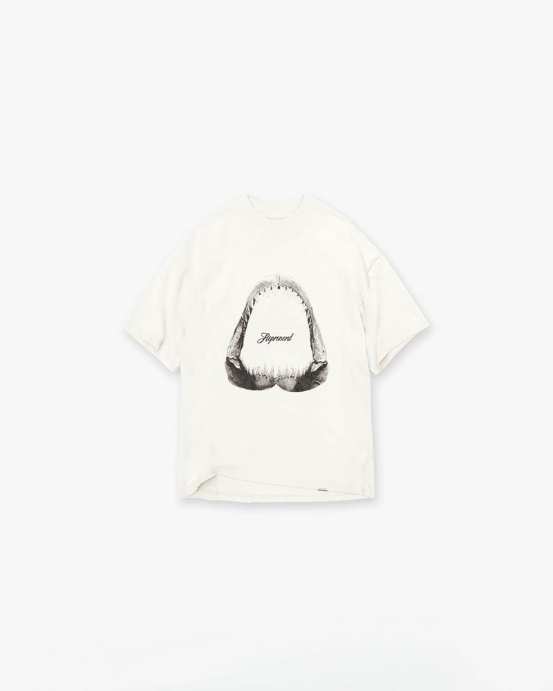 Pánské Tričko Represent Shark Jaws Bílé | CZ-PYWVT5831