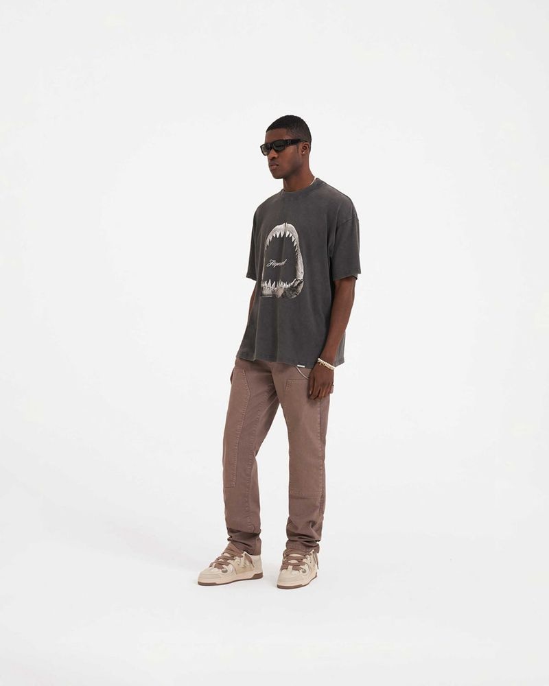 Pánské Tričko Represent Shark Jaws Tmavě Šedé | CZ-TROLU4768