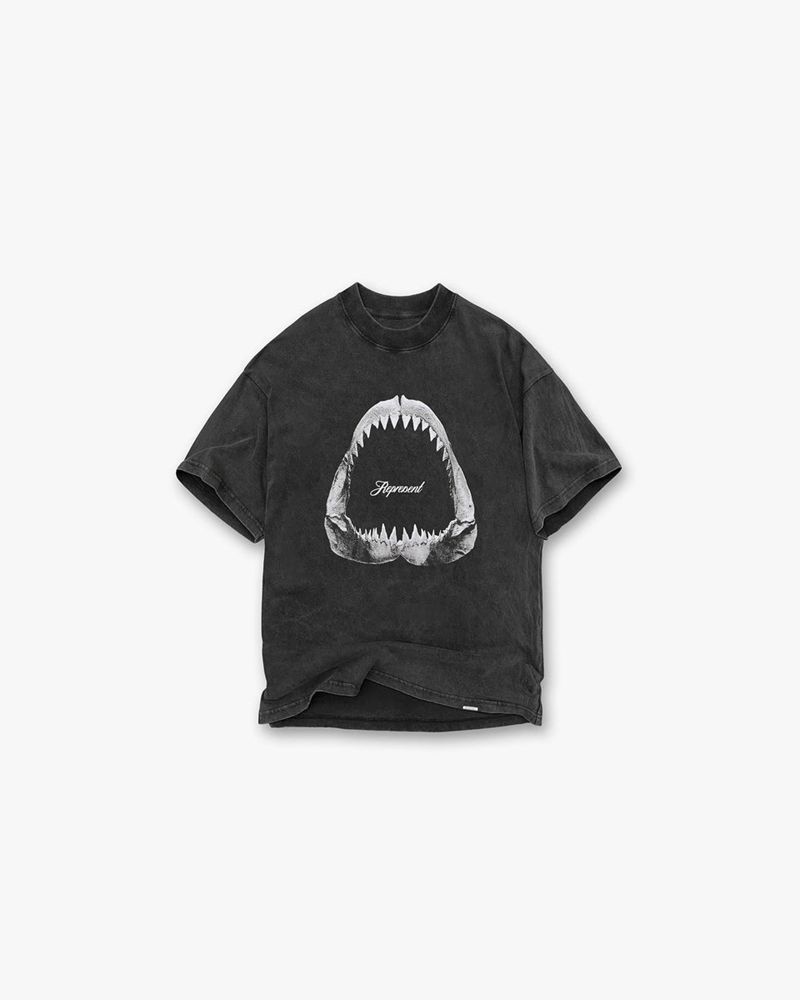 Pánské Tričko Represent Shark Jaws Tmavě Šedé | CZ-TROLU4768