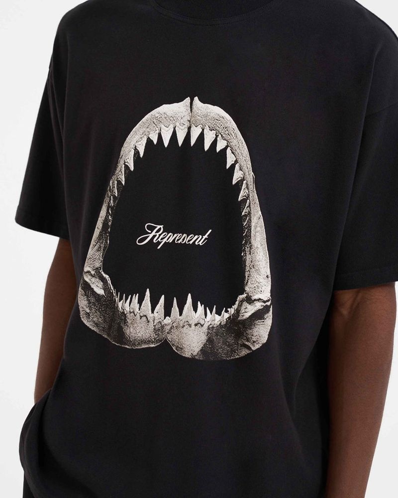Pánské Tričko Represent Shark Jaws Černé | CZ-RWKLU2583
