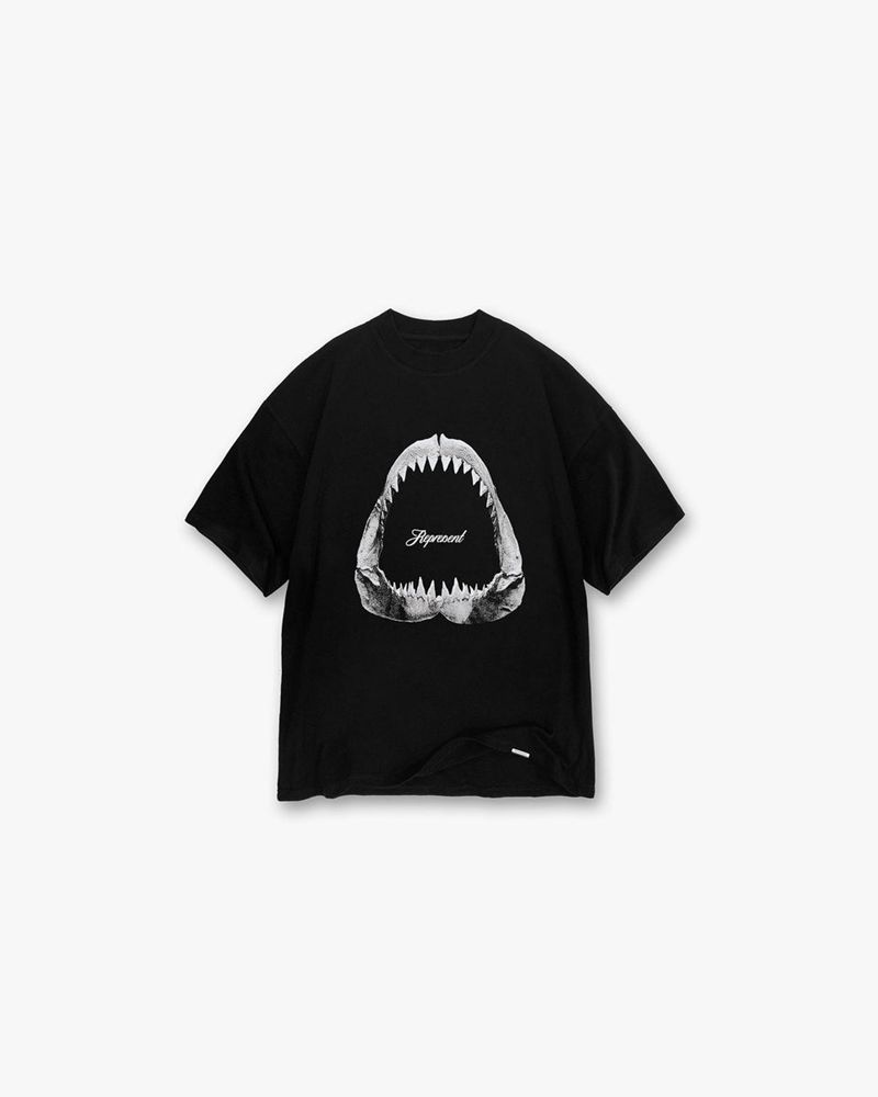 Pánské Tričko Represent Shark Jaws Černé | CZ-RWKLU2583
