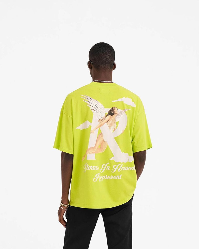Pánské Tričko Represent Storms In Heaven Světle Zelene | CZ-RXZFP7025