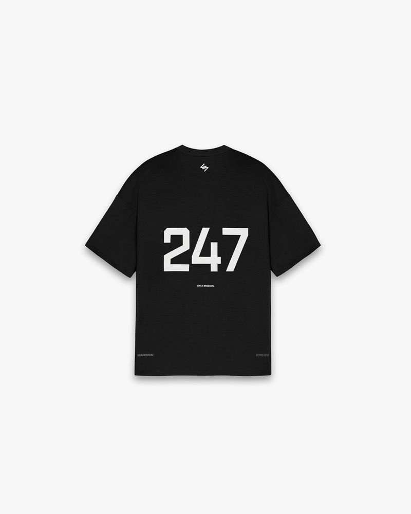 Pánské Tričko Represent Team 247 X Marchon Oversized Černé | CZ-OPTEU3247