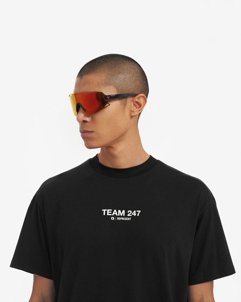 Pánské Tričko Represent Team 247 X Marchon Oversized Černé | CZ-OPTEU3247