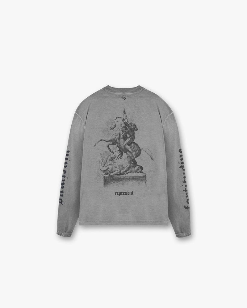 Pánské Tričko Represent Vintage 247 Long Sleeve Šedé | CZ-WRCPF8609