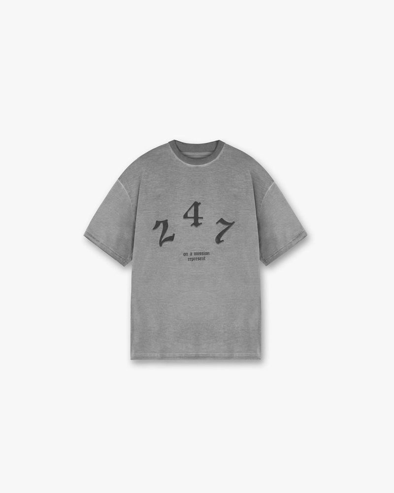 Pánské Tričko Represent Vintage 247 Oversized Šedé | CZ-MJEHT5926